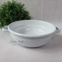 Bauernschüssel aus Emaille in weiß